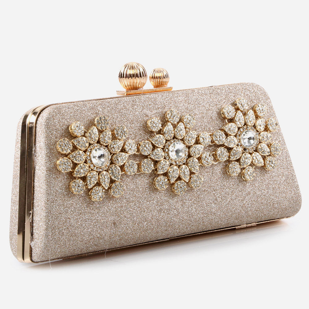 Ladies Evening Party Handbags Broach Detailing Metal Framing Push Lock Bag Birthday Gift for Her