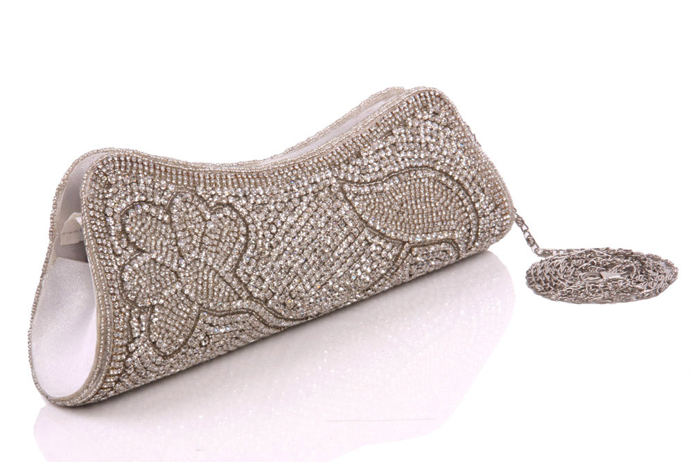 Womens ‘Zica’ Bejeweled Bridal Clutch Handbag