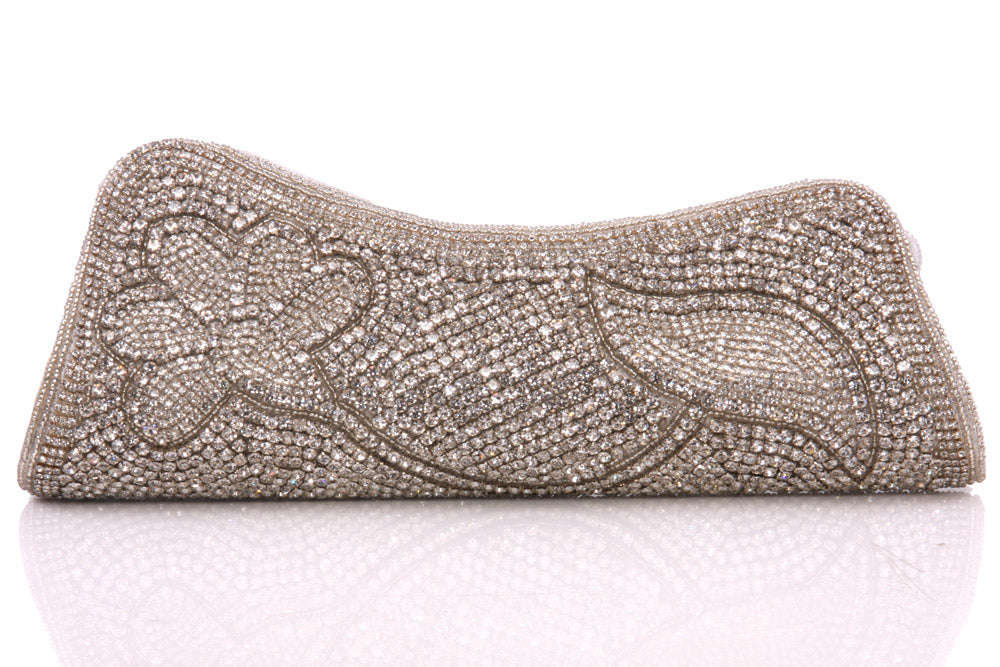 Womens ‘Zica’ Bejeweled Bridal Clutch Handbag