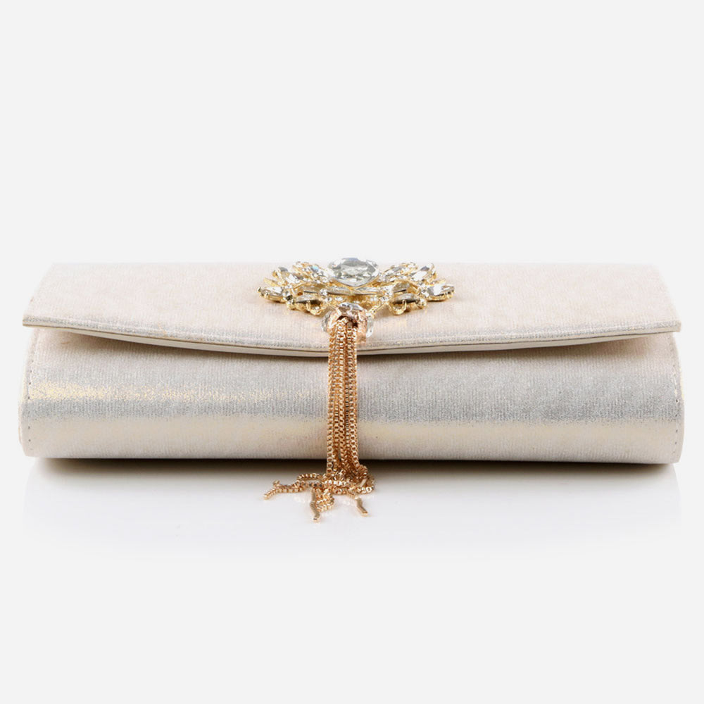 Ladies Diamante Broach Evening Clutch Bag Wedding Handbag Prom Purse Shimmery Hard Case Party Bags Birthday Gifts for Her
