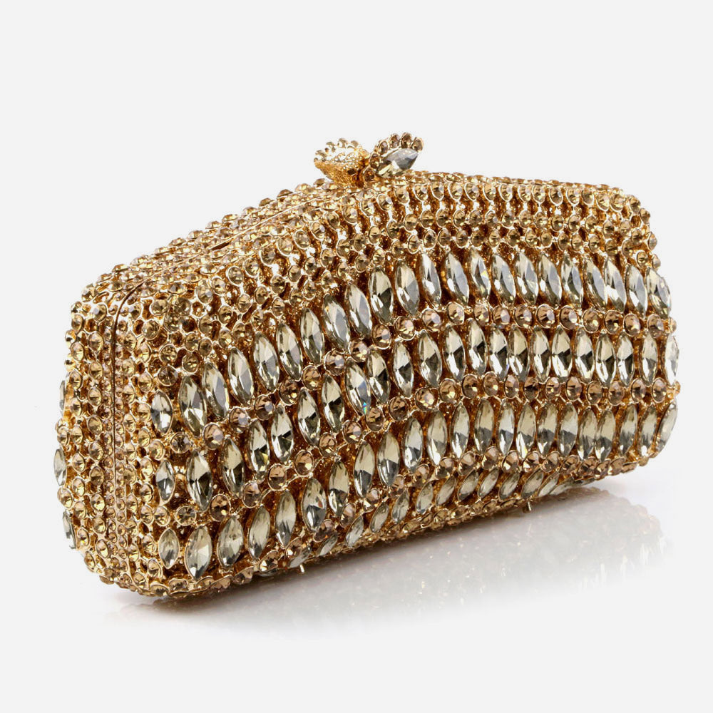 Shalimar Womens Ladies Stylish Shimmery Crystals Wedding Party Prom Evening Clutch Bridal Handbag Party Purse