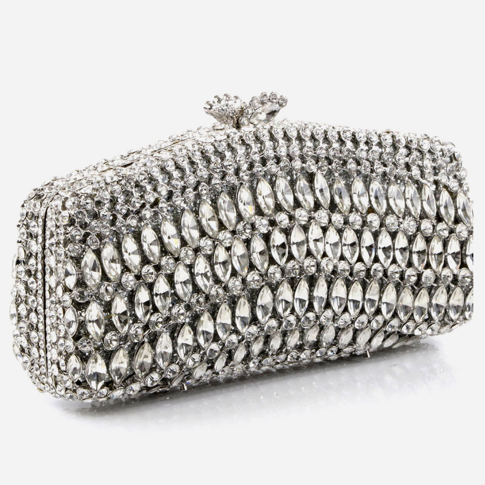 Shalimar Womens Ladies Stylish Shimmery Crystals Wedding Party Prom Evening Clutch Bridal Handbag Party Purse