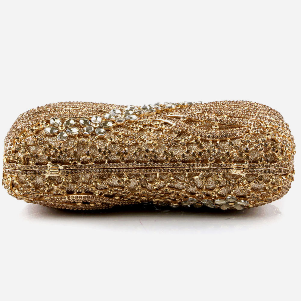 Shalimar Womens Ladies Swirly Designed Shimmery Crystals Wedding Party Prom Evening Clutch Bridal Handbag Party Purse