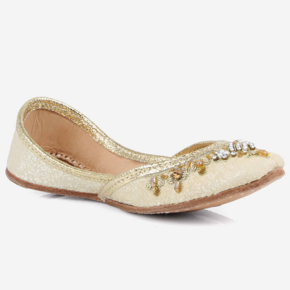 Kids Girls Gold Tilla Work Traditional Indian Handmade Leather Khussa Jutti Mojari Children Pumps Shoes Size 11-5 UK Child