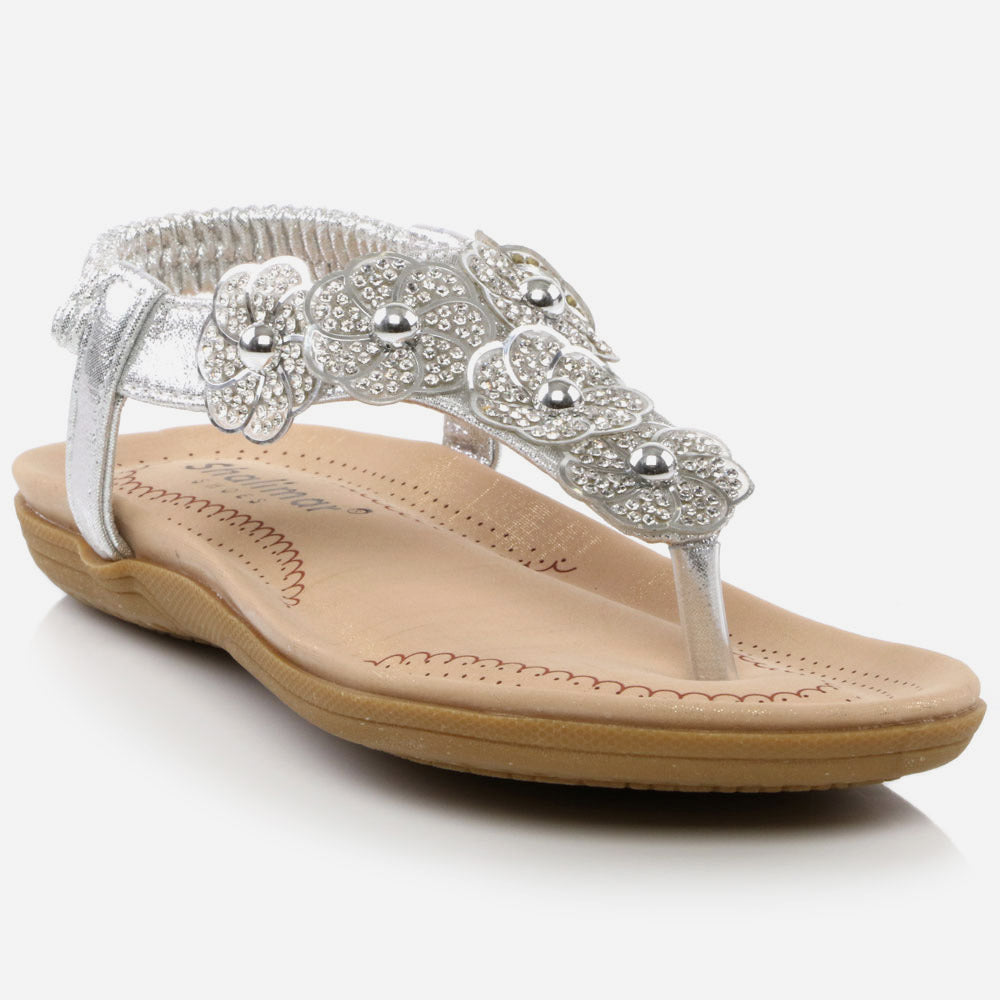 Girls Kids Shimmery Crystals Evening Open Toe Thong Ankle Strap Prom Party Bridesmaid Flats Children Wedding Sandals Shoes Size