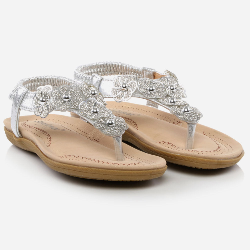 Girls Kids Shimmery Crystals Evening Open Toe Thong Ankle Strap Prom Party Bridesmaid Flats Children Wedding Sandals Shoes Size