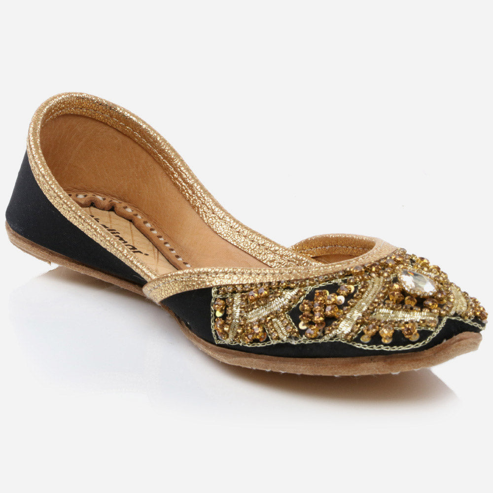 Kids Girls Fancy Evening Wear Indian Handmade Shoes Leather Khussa Juti Mojari Children Flat Slip-ons Sizes 11 UK – 5 UK