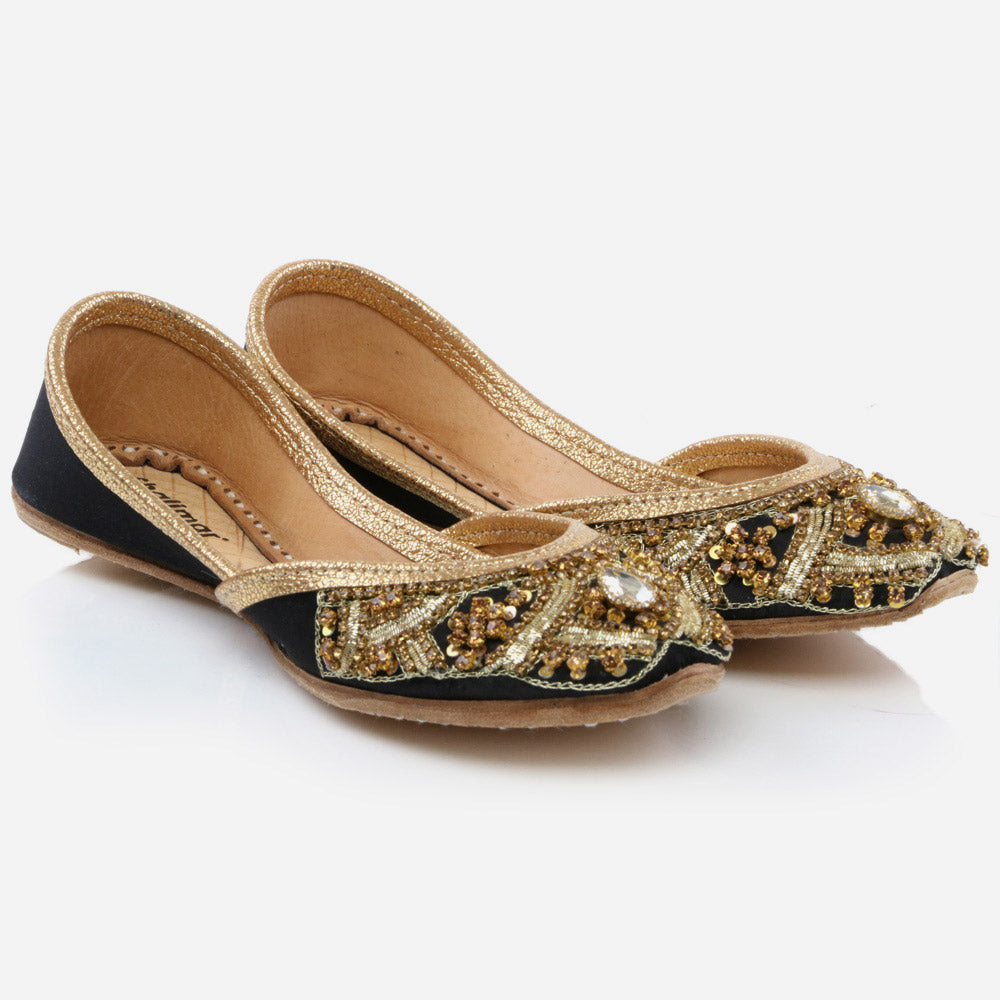 Kids Girls Fancy Evening Wear Indian Handmade Shoes Leather Khussa Juti Mojari Children Flat Slip-ons Sizes 11 UK – 5 UK