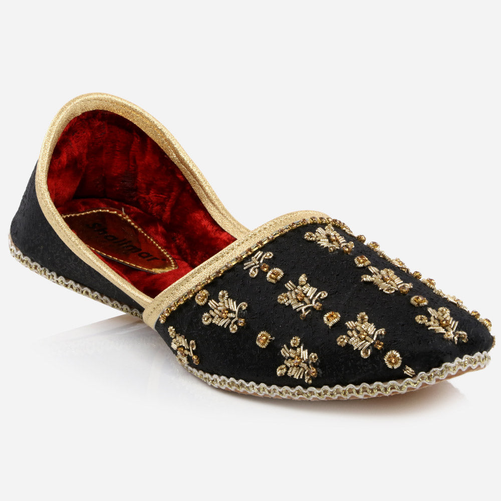 Mens Gents Embroidered Decorated Groom Leather Shoes Wedding Traditional Indian Khussa Mojaris Pumps Size