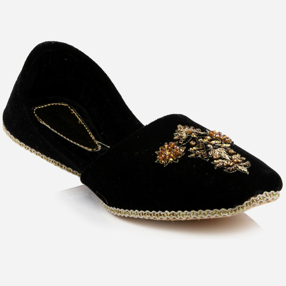 Mens Gents Velvet Embroidered Groom Leather Shoes Wedding Traditional Indian Khussa Mojaris Pumps Sizes