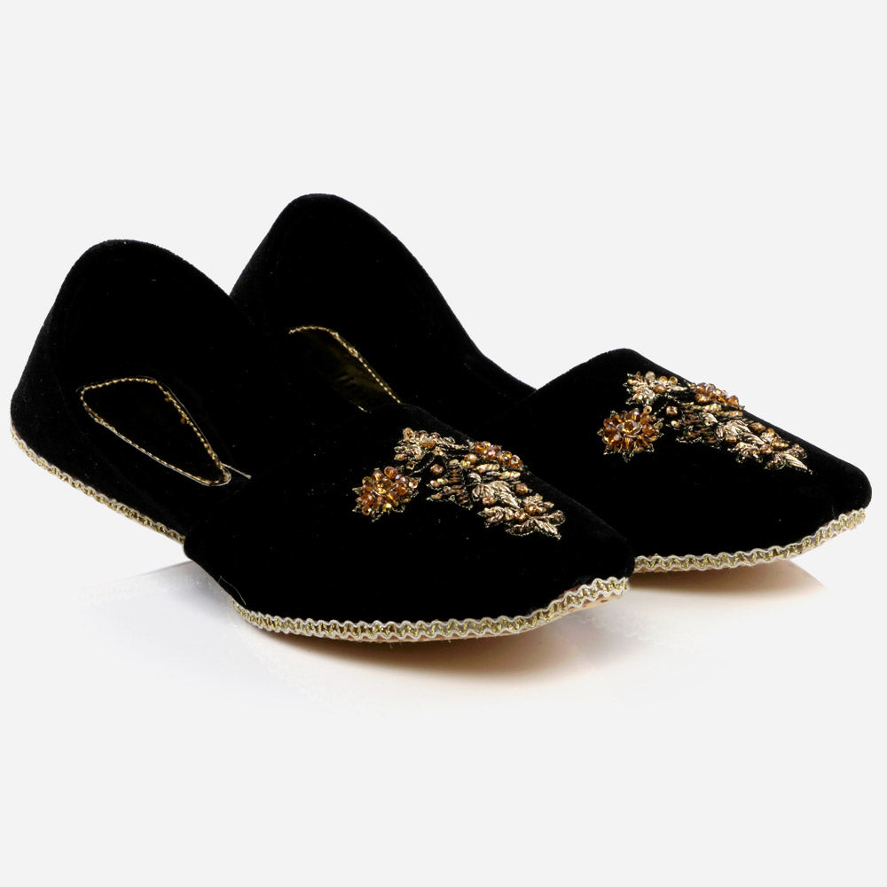 Mens Gents Velvet Embroidered Groom Leather Shoes Wedding Traditional Indian Khussa Mojaris Pumps Sizes