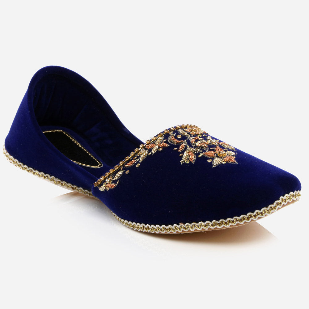 Mens Gents Velvety Decorated Evening Groom Leather Shoes Wedding Traditional Indian Khussa Flats Slip-ons Mojaris Pumps Sizes