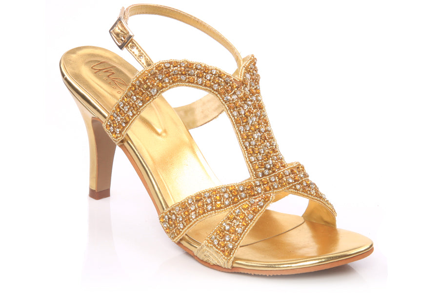 Jeweled T-bar Strap Bridal Sandal