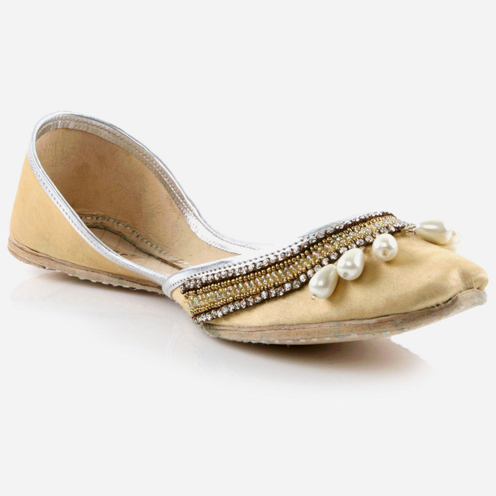 Women Ladies Embellished  Mojaris Traditional Indian Wedding Bridal Slip Ons Evening Party Handmade Leather Khussa Pumps Shoes