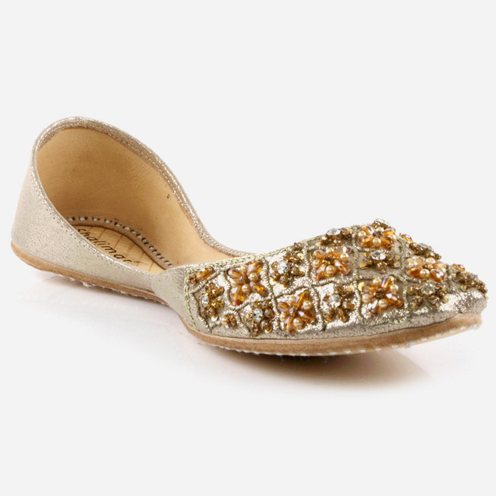 Women Ladies Sequins Detailing Traditional Indian Wedding Bridal Slip Ons Evening Party Handmade Leather Khussa Pumps Shoes